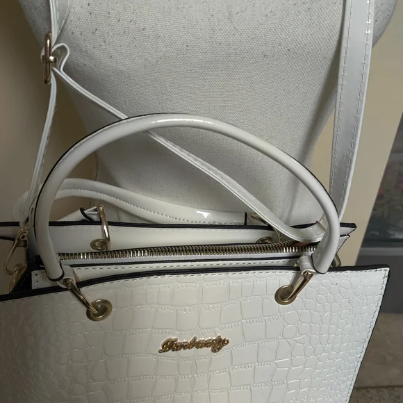 Danbooty White Croc-Embossed Women's Bag Pu Leather Shoulder Bag, White - Picture 3 of 15